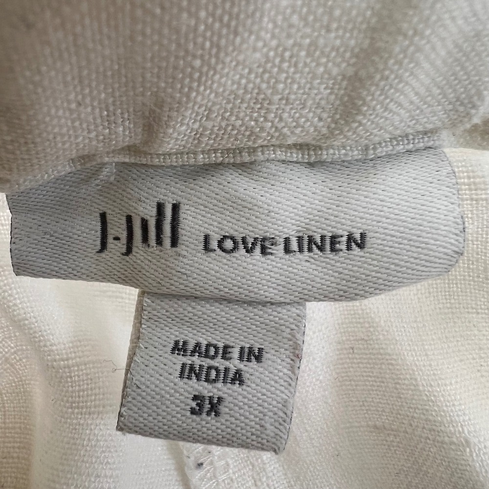J. Jill Love Linen Cropped Pants Womens 3X White Wide Leg Side Zip Elastic Back - Picture 2 of 8